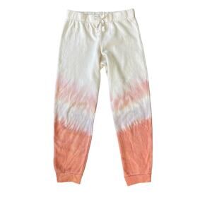 Girls 10/12 Off White Peach Tie Dye Lightweight Stretch Cuff Sweatpants Target